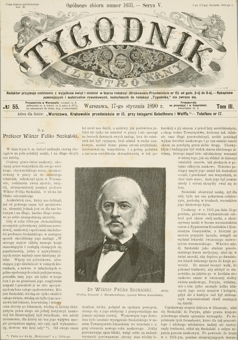 Portret Wiktora Feliksa Szokalskiego na stronie tytułowej 